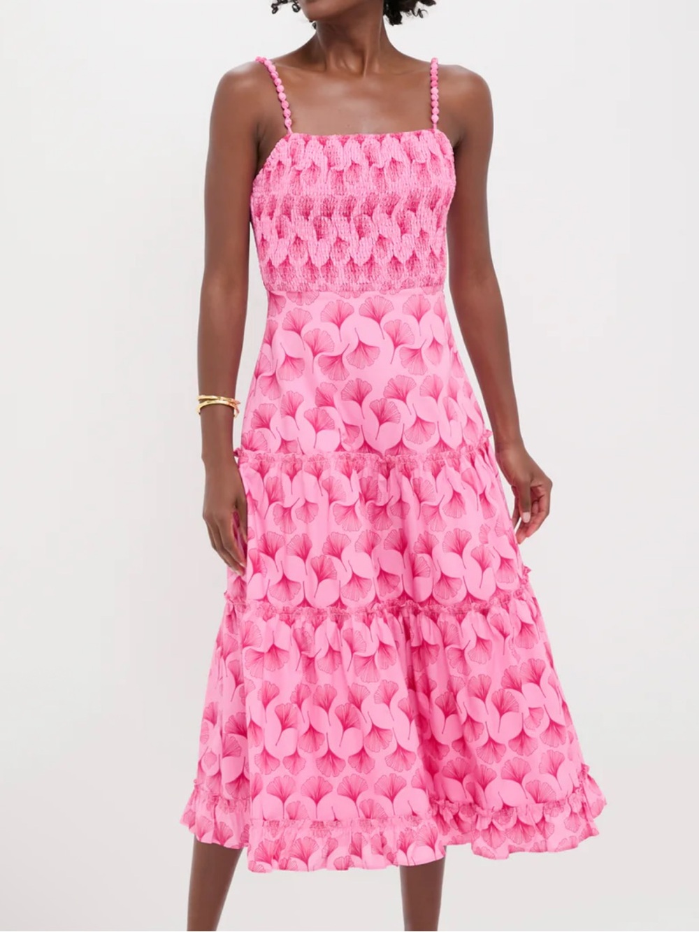 NWT Tuckernuck Hyacinth House Pink Ginkgo Floral Augustine Midi Dress Sz Medium